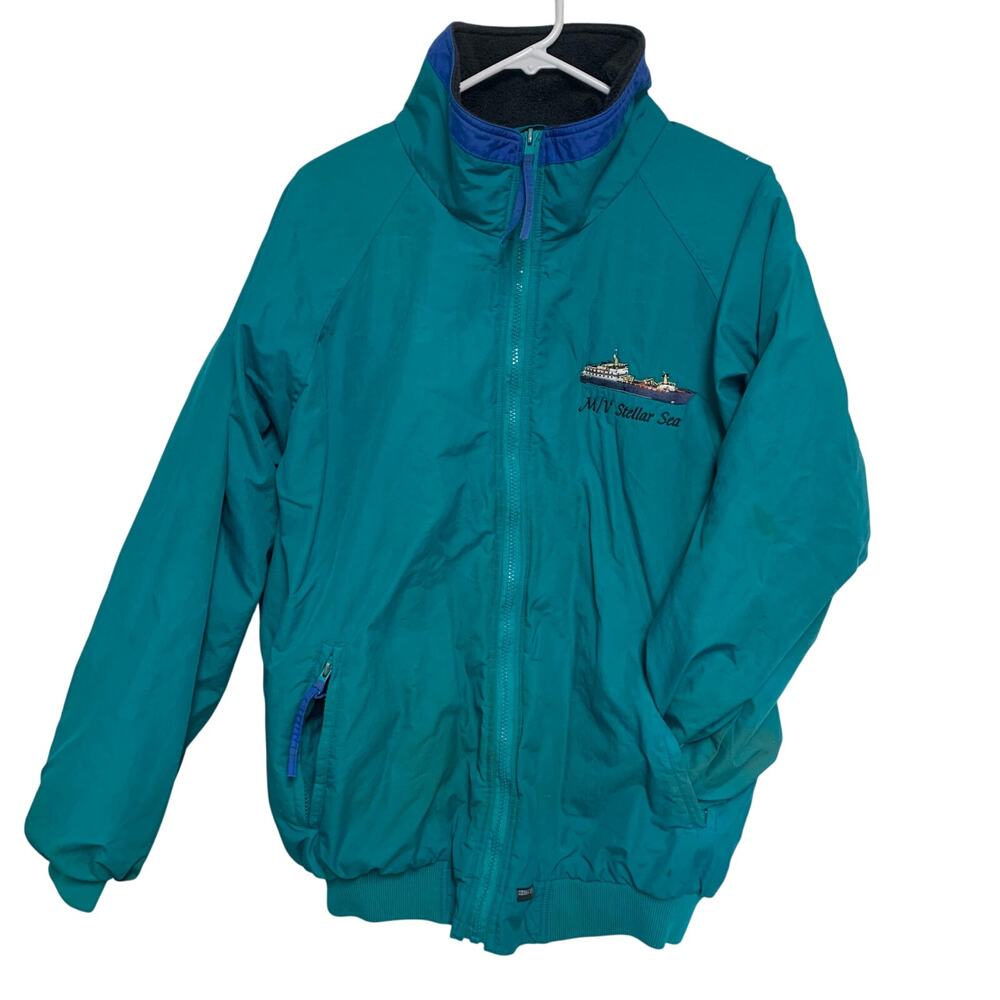 Sierra Sport Vintage M/V Stellar Sea Embroidered Nylon Windbreaker Coat Size XL